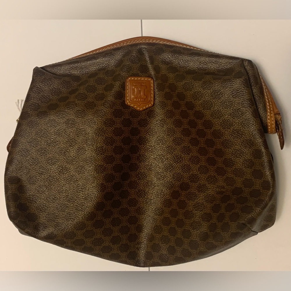 Vintage Celine toiletry makeup bag macadam pouch